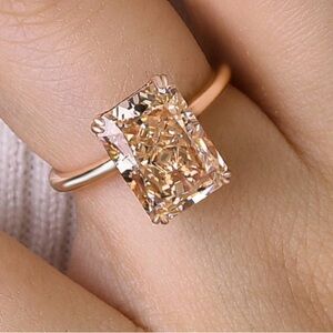 Maxine champagne stone Rose Gold Solitaire Ring size 7